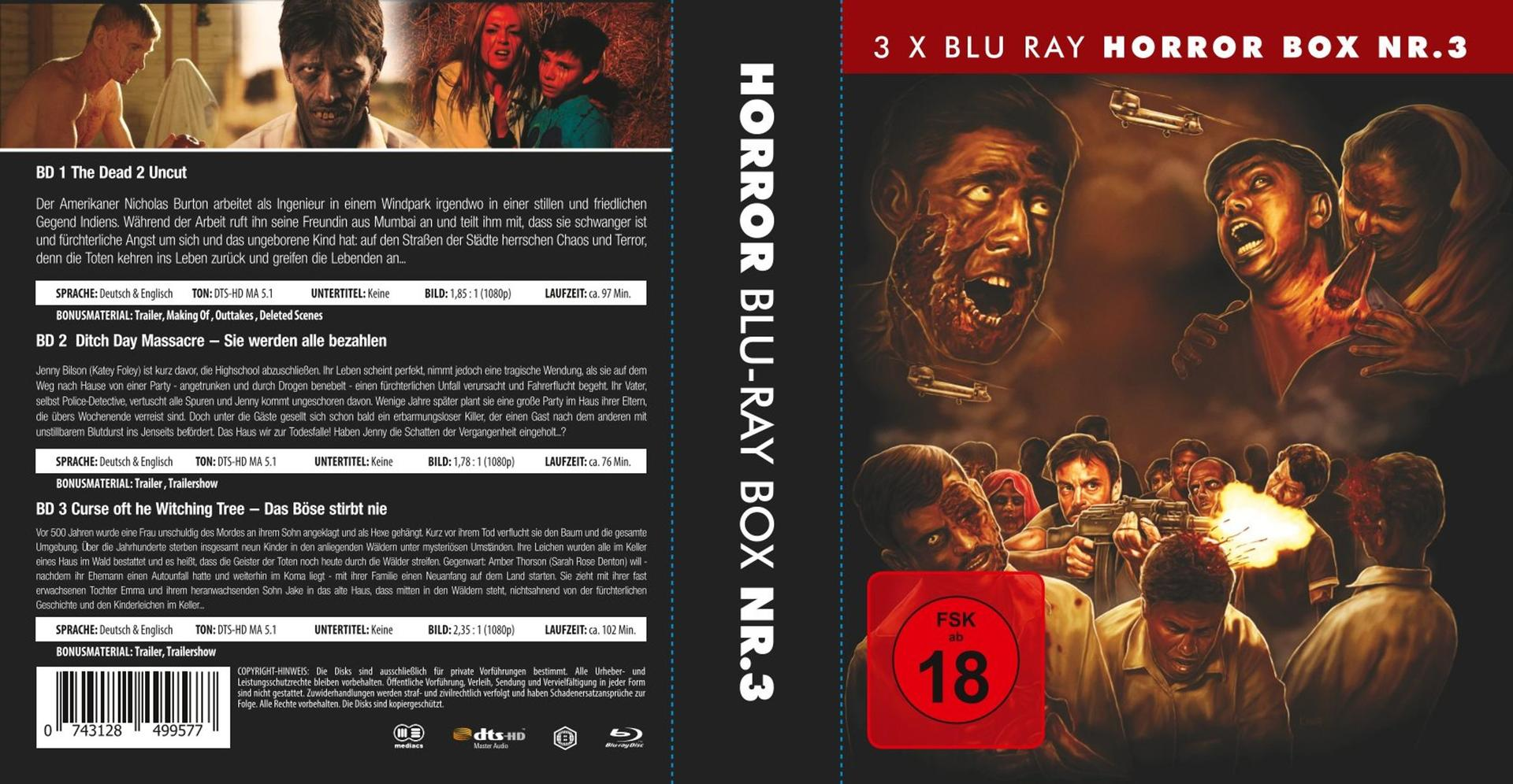 Horror Blu-ray Boxcover. Schreie Gesichter mit Blut. Rotes FSK 18 Logo.
