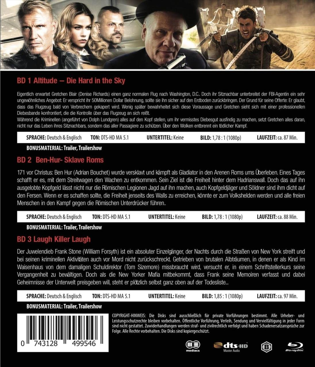 Filmposter mit Schauspielern und Text. Männer und Frau im Vordergrund und ein Flugzeug im Hintergrund. Titel und Text vorhanden.