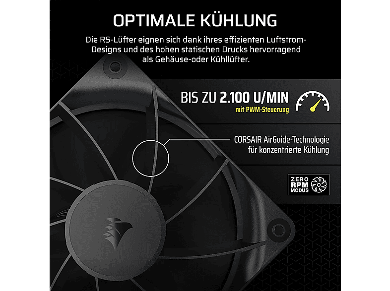 Thumbnail - CORSAIR CO-9050189-WW RS120 Tripple Pack Gehäuselüfter