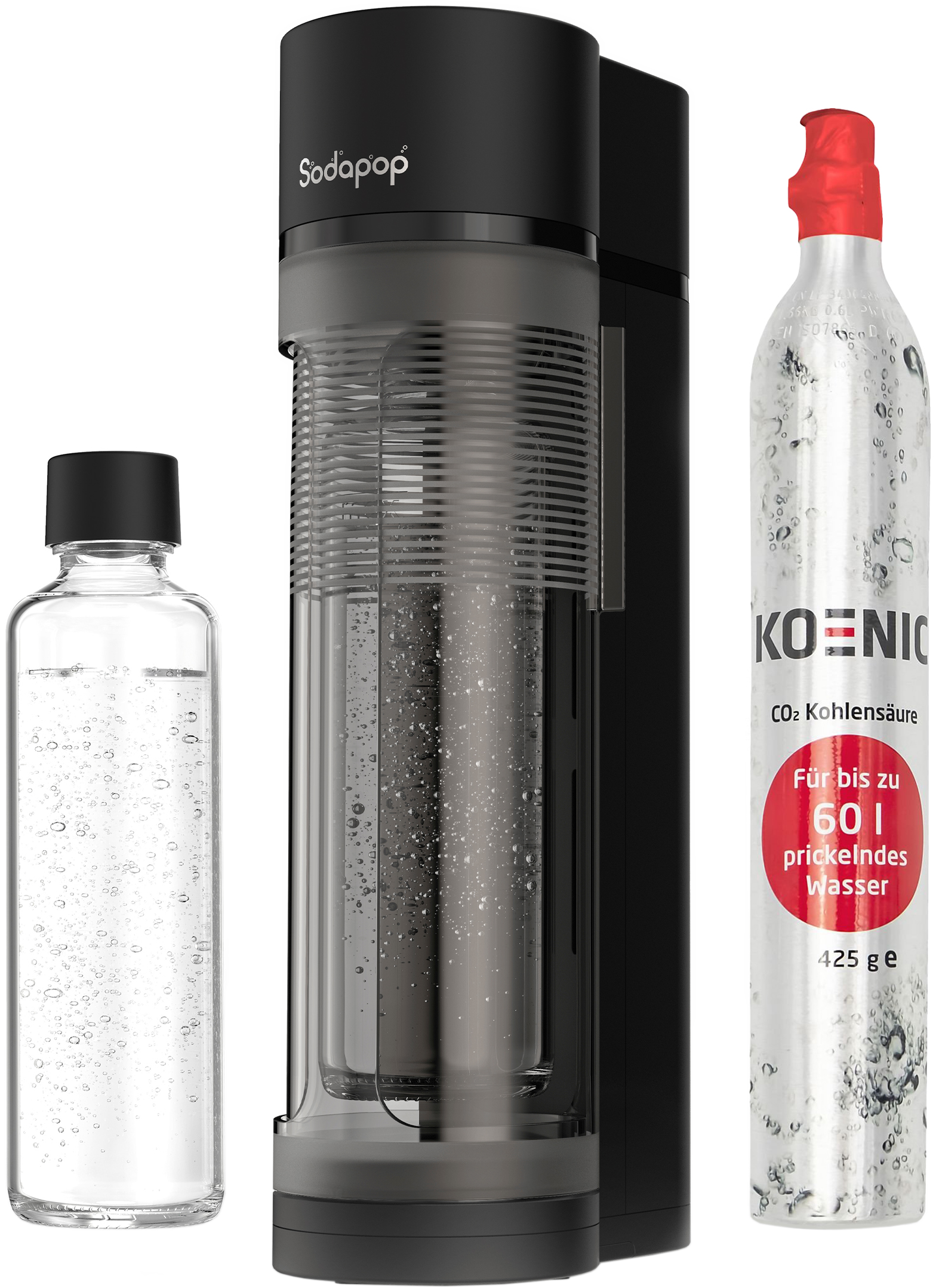 MYSODAPOP Sodapop LOGAN fekete + 1 üveg palack 850 ml, CO2 patron