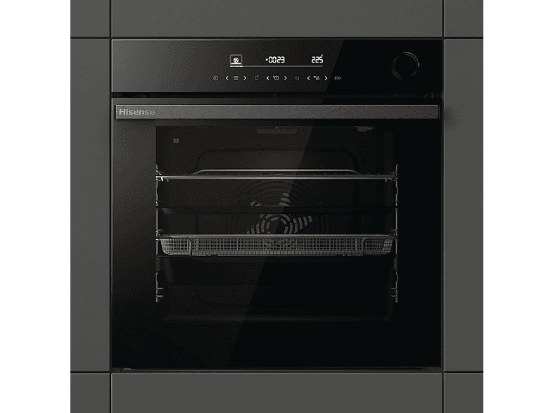 Hisense BSA66346PBG, Multifunción, Pirolítico, 77 l, WiFi, Cocción simultánea, Modo Air Fry, 56.4 cm, Negro