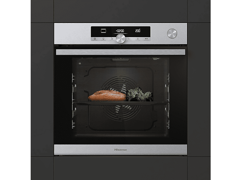 Hisense BSA66334PX, 77 l, Pirolítico, 59.50 cm, Acero inoxidable antihuellas