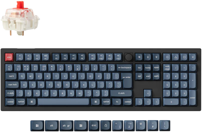 KEYCHRON V6 Max vezeték nélküli billentyűzet, Gateron Jupiter Red kapcsoló, RGB, Magyar, fekete (V6M-D1Z-HU)