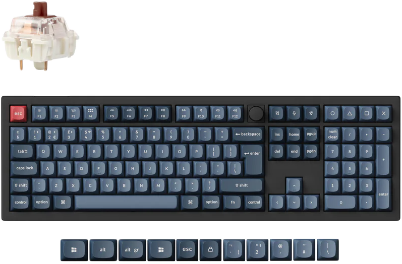 KEYCHRON V6 Max vezeték nélküli billentyűzet, Gateron Jupiter Brown kapcsoló,RGB, Magyar, fekete (V6M-D3Z-HU)