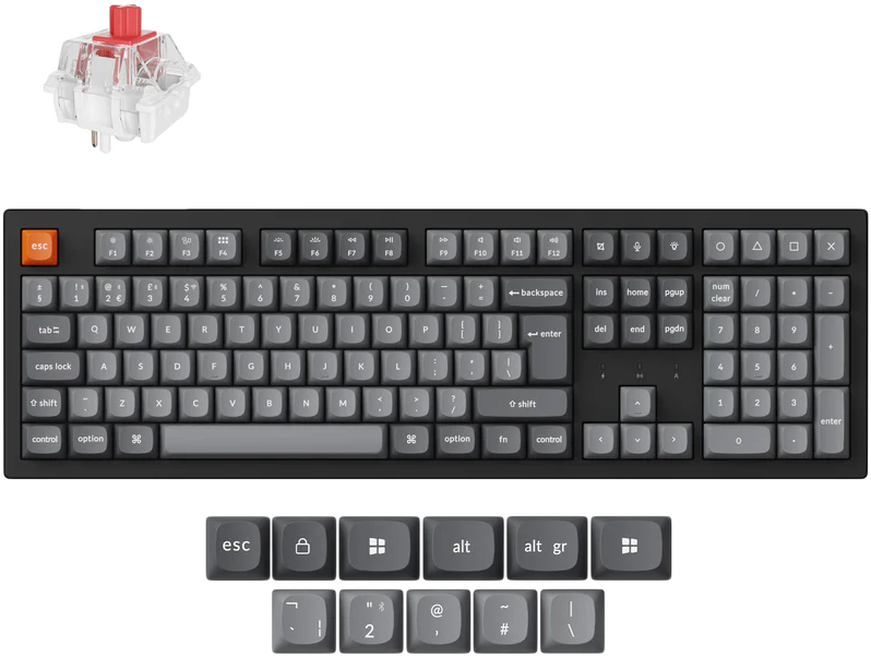 KEYCHRON K10 Max vezeték nélküli billentyűzet,SuperRed kapcsoló, RGB, 2,4GHz+BT, Magyar, fekete (K10M-H1Z-HU)