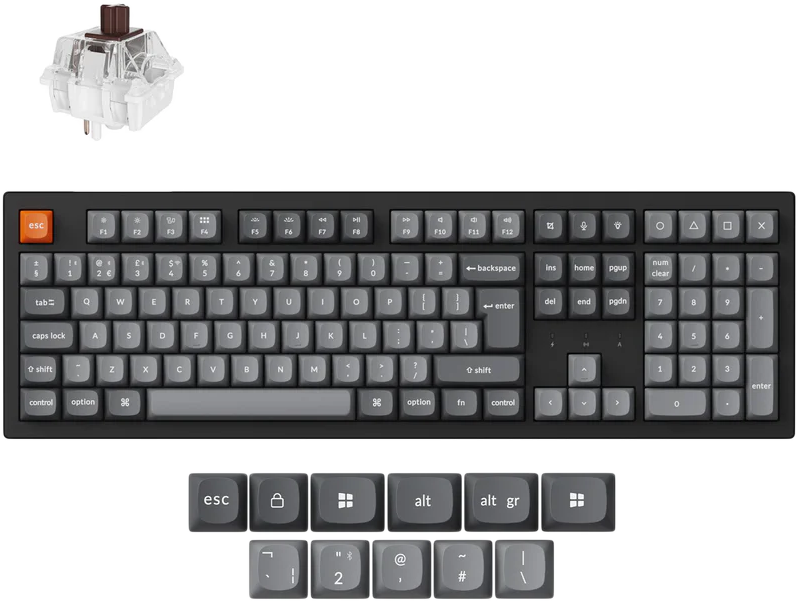 KEYCHRON K10 Max vezeték nélküli billentyűzet,SuperBrown kapcsoló,RGB,2,4GHz+BT, Magyar, fekete (K10M-H3Z-HU)