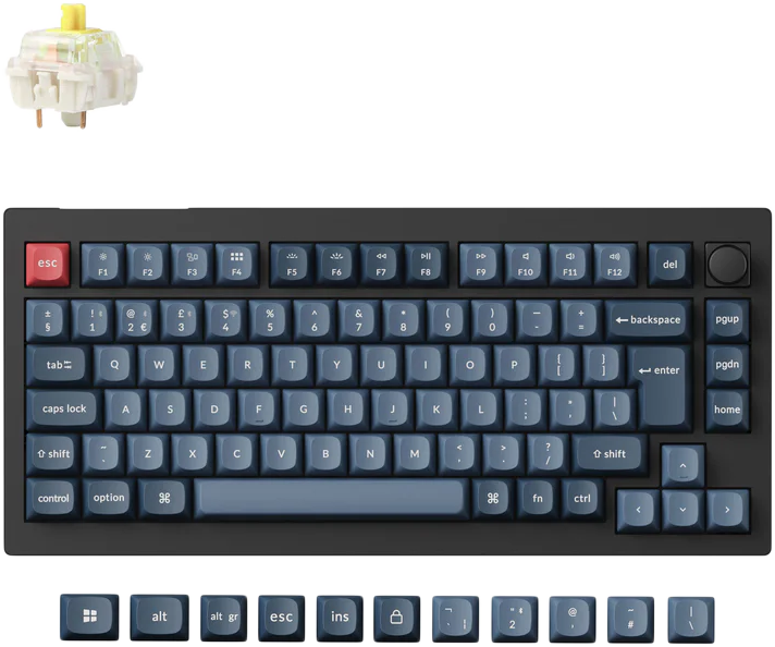 KEYCHRON V1 Max vezeték nélküli billentyűzet, Gateron Jupiter Banana kapcsoló,RGB, Magyar, fekete (V1M-D4Z-HU)