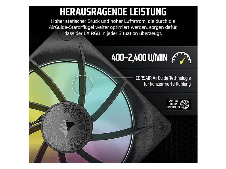 CORSAIR CO-9051025-WW iCUE LINK LX120 RGB Single Pack Gehäuselüfter