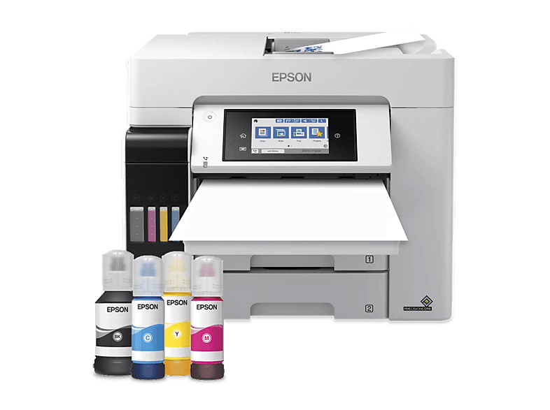 Impresora tinta - Epson EcoTank Pro ET-5885, Wi-Fi, Multifunción, A4, Fax, Pantalla Táctil, ADF, Blanco