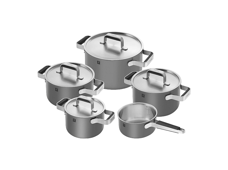 Zwilling Pure Kochgeschirrset 5-tlg. (alle Herdarten, Grau, aus mit Außenbeschichtung aus Keramik)