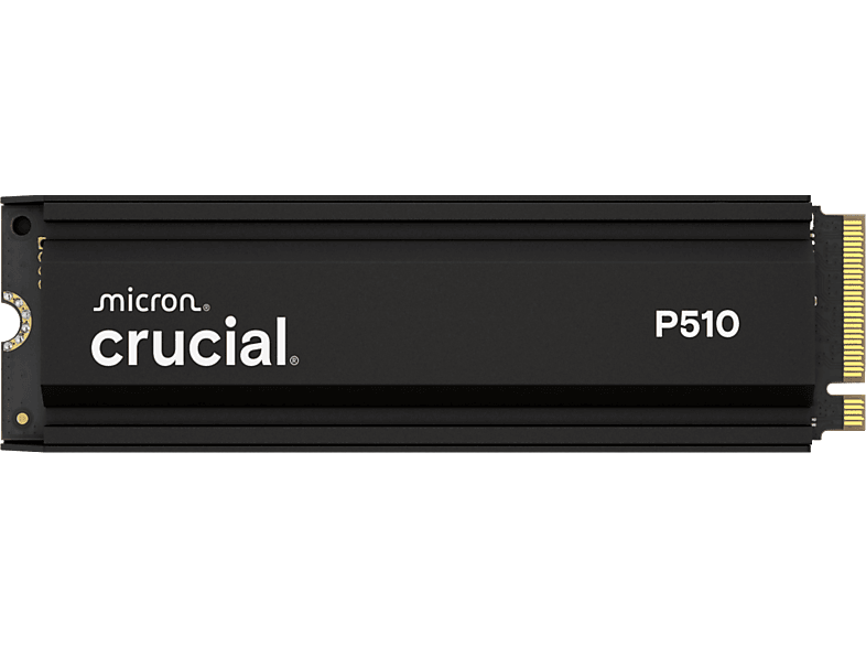 Disco duro SSD interno 1 TB - Crucial P510 PCIe Gen5 NVMe con Heatsink, Interno, M.2, Vel. Escritura 9500 MB/s, Lectura 11000 Negro