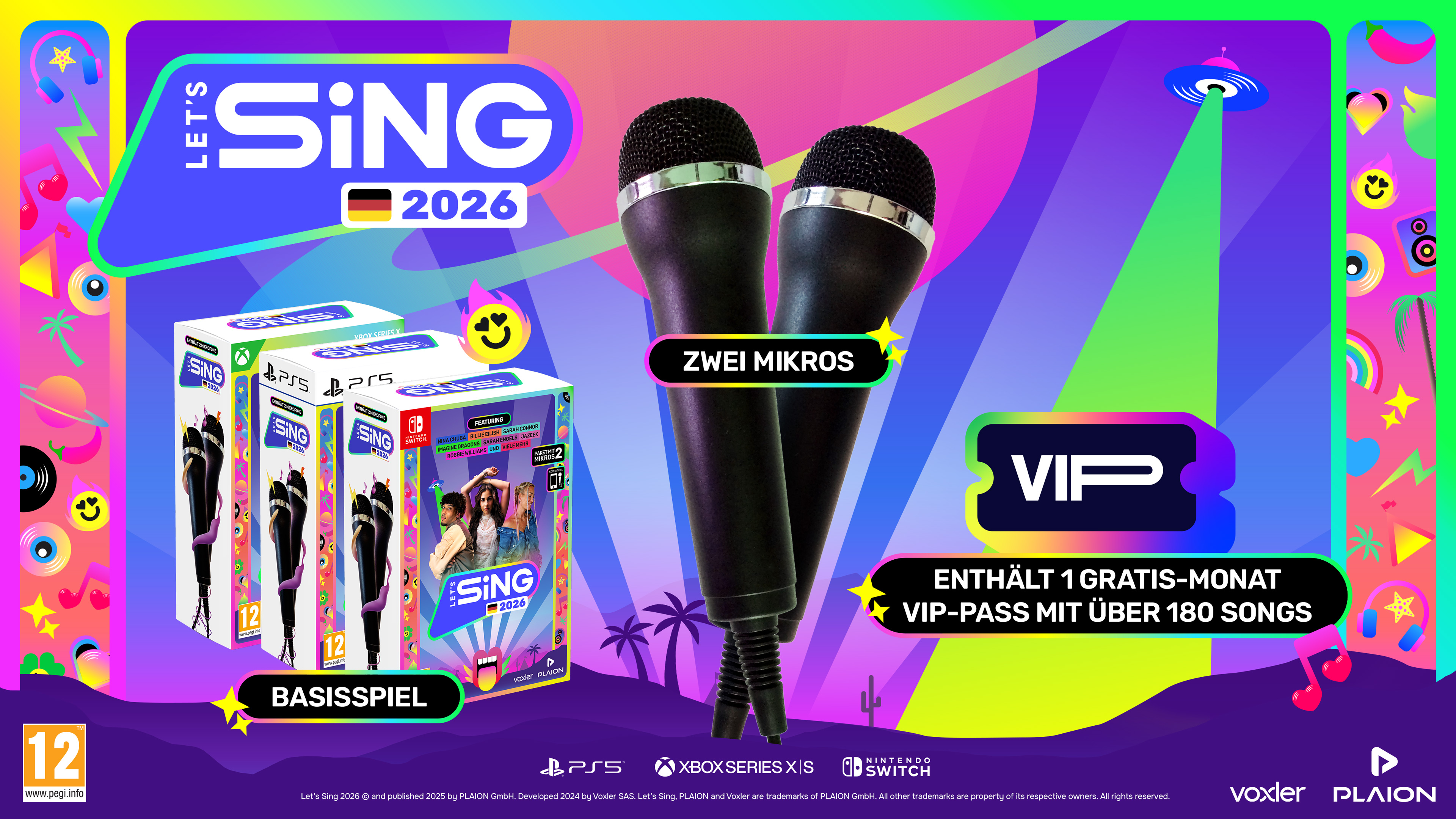 ★海外版・アジア版★Switch★ Let's Sing 2021 カラオケ Let's Sing 2026 German Version + 2 Mics | Nintendo Switch [Game