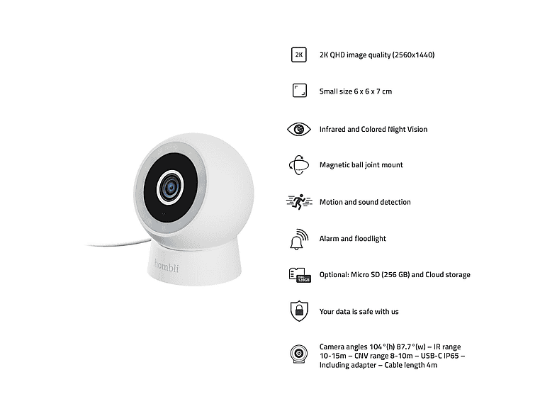 Thumbnail - HOMBLI smarte outdoor Compact Cam 2K, weiß, IP Kamera