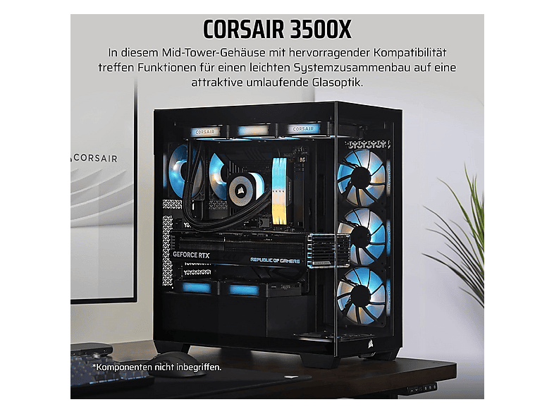 Thumbnail - CORSAIR CC-9011276-WW 3500 X PC-Gehäuse, Schwarz