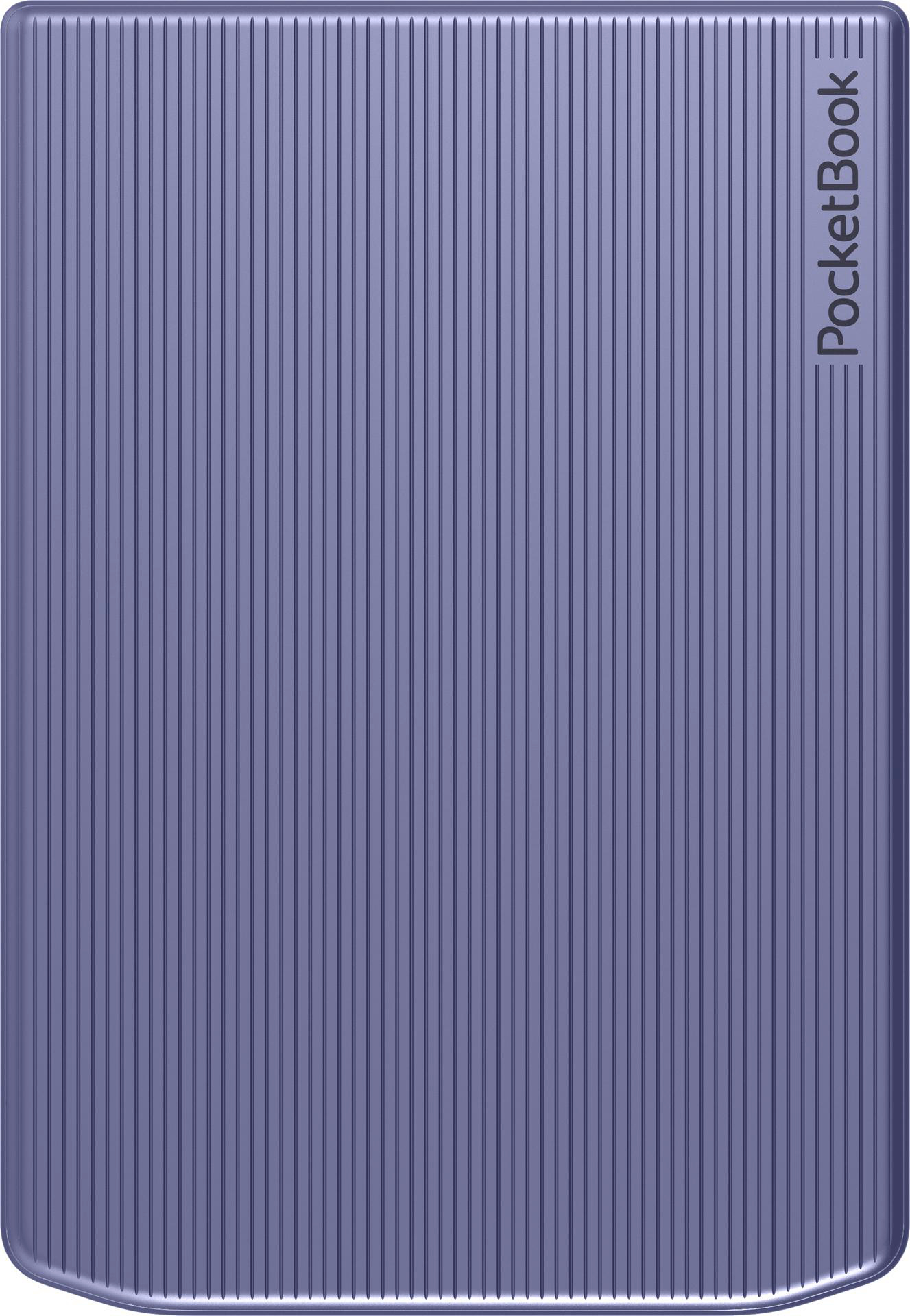 Eine violette PocketBook-Hülle mit vertikalen Linien. Das PocketBook-Logo befindet sich auf der rechten Seite.