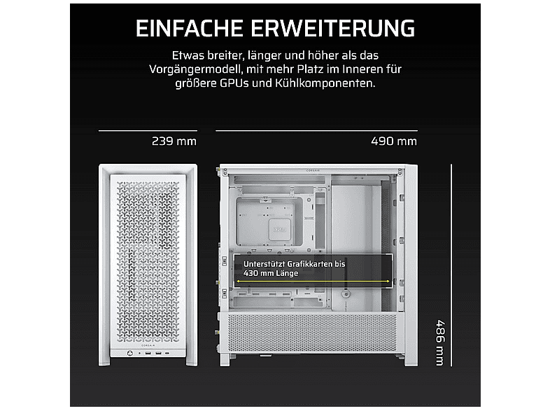 Thumbnail - CORSAIR CC-9011291-WW FRAME 4000D PC-Gehäuse, Weiß