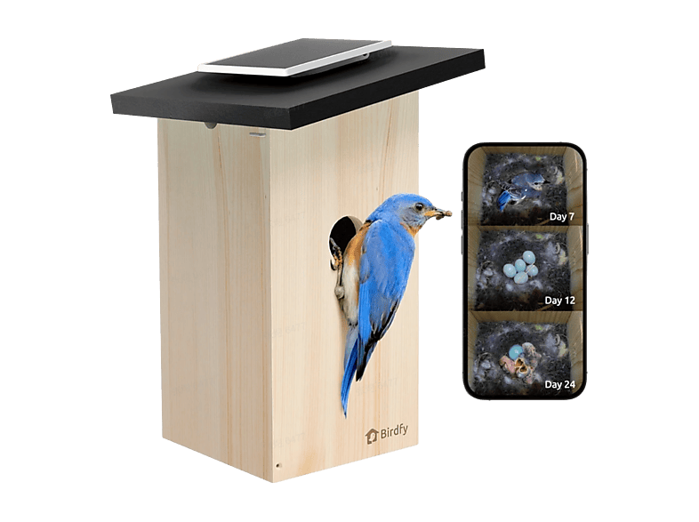 Birdfy Ebony Slim Vogelhuisje met Geïntegreerd Zonnepaneel
