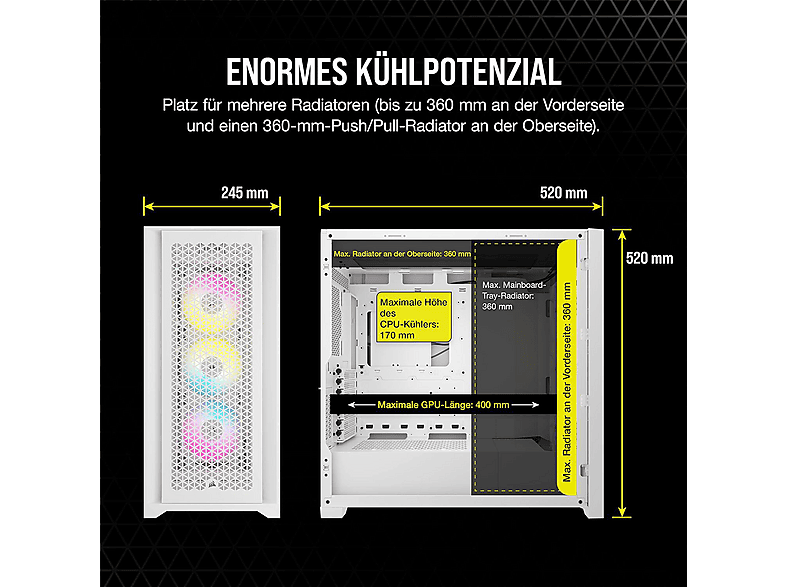 CORSAIR CC-9011308-WW FRAME 5000D RS Midi-Tower PC Gehäuse, Weiß; PC-Gehäuse — Foto 2 von 5