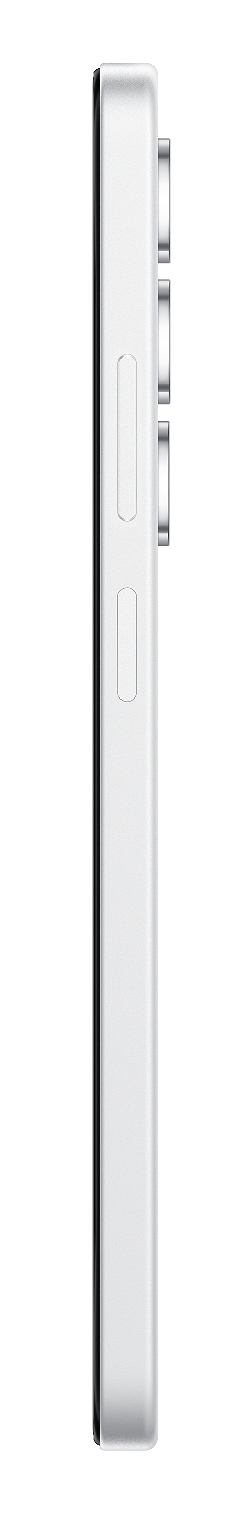 Białe, prostokątne urządzenie z przyciskami po jednej stronie i trzema srebrnymi okrągłymi elementami u góry.