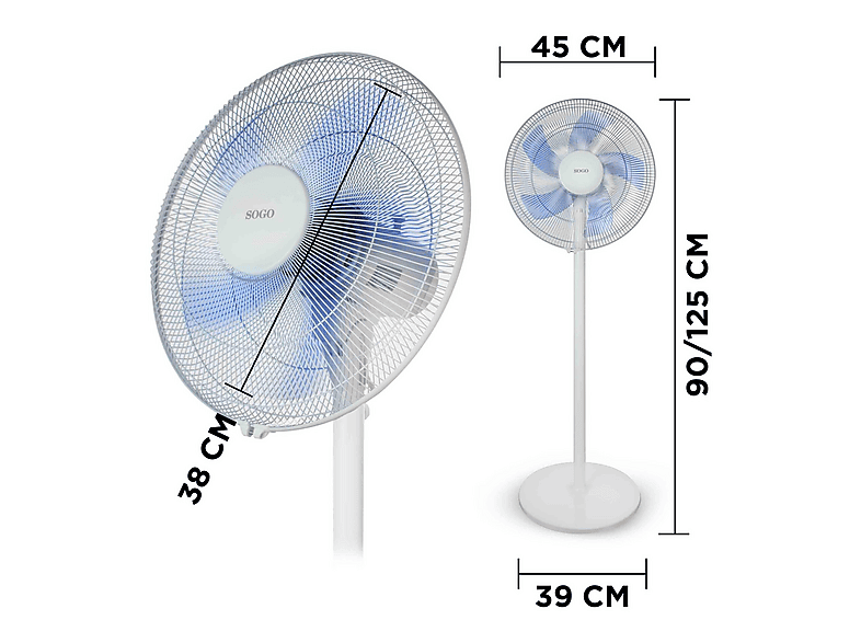 SOGO VEN-SS-21245-W Standventilator Weiß (50 Watt)