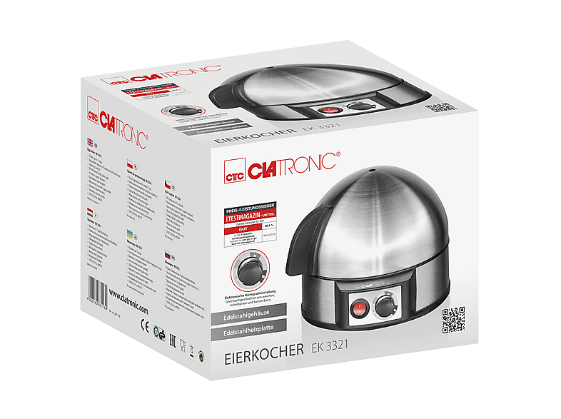 Clatronic EK 3321 Edelstahl Eierkocher (Anzahl Eier: 7, 400 Watt) — Foto 3 von 3