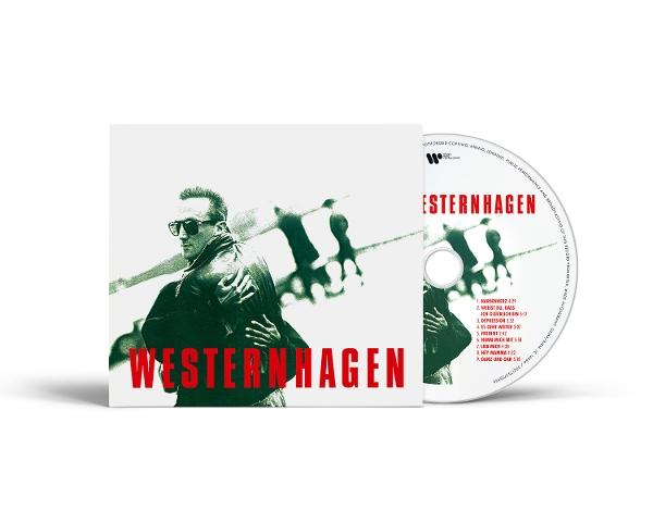 CD-Cover mit Mann mit Sonnenbrille und rotem Schriftzug WESTERNHAGEN. Daneben eine CD mit demselben Namen.