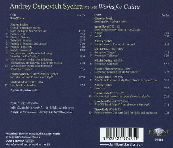 CD-Cover mit Text. Listet Titel, Komponisten und Interpreten auf. Enthält einen Barcode und das Brilliant Classics Logo.