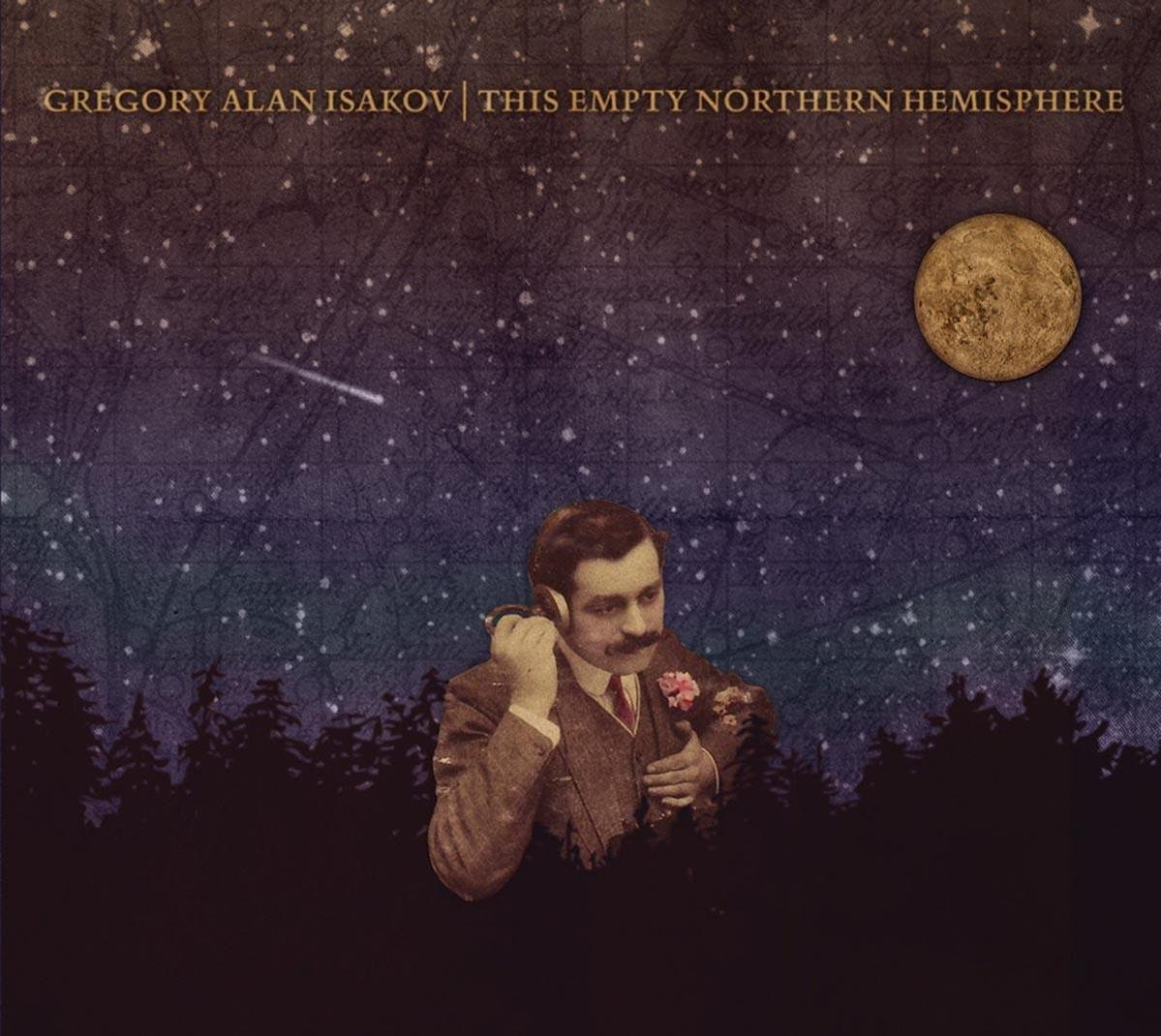 Albumcover zeigt einen Mann im Anzug mit Kopfhörern, einer Blume und einem Nachthimmel mit Sternen und Mond.
