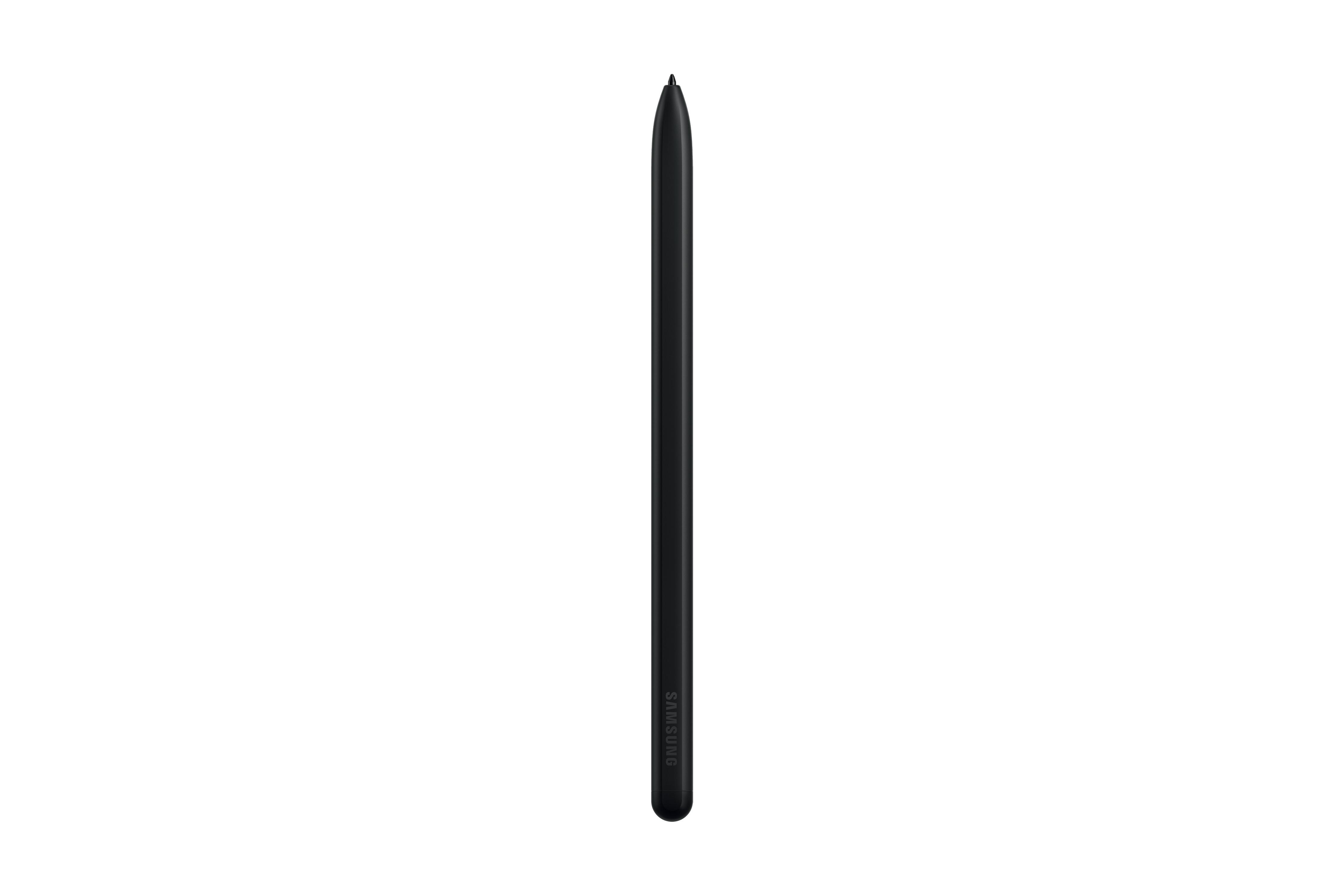 Ein schwarzer Samsung S Pen ist zentriert. Er hat eine schwarze Spitze, und Samsung ist aufgedruckt.