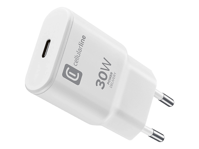 CELLULARLINE ACHUSBCGANSL30WW USB-C GaN Reiselader Universal 30 W, Weiss