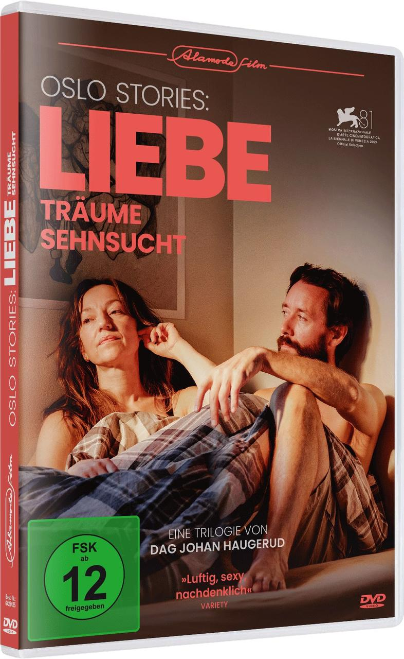 DVD-Cover von Oslo Stories: Liebe. Ein Paar ist auf dem Cover. Der Text umfasst Liebe, Träume, Sehnsucht und FSK 12.