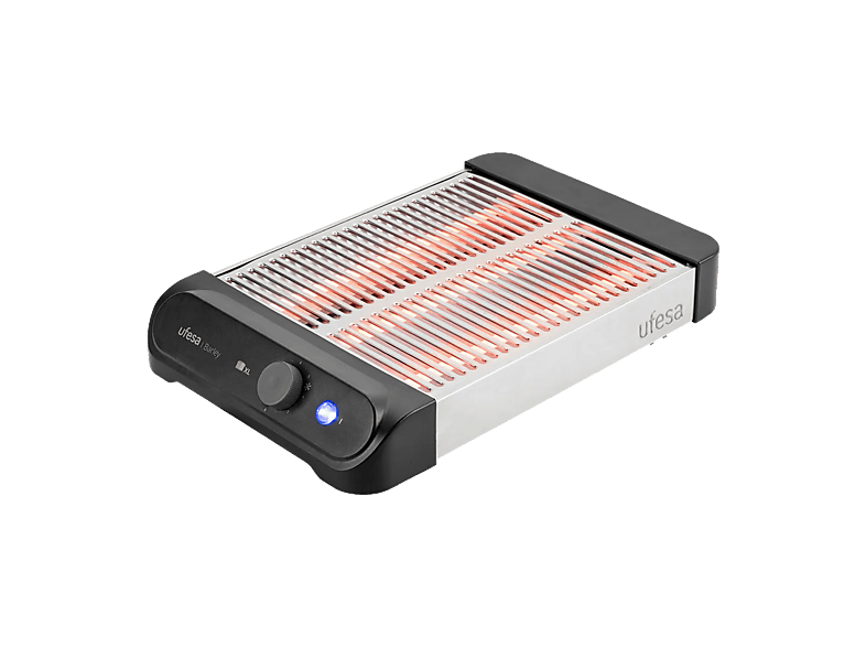 Tostadora - Ufesa Barley, 900 W, Plana, 4 rebanadas, 7 niveles potencia, Superficie tostado XL, Inox