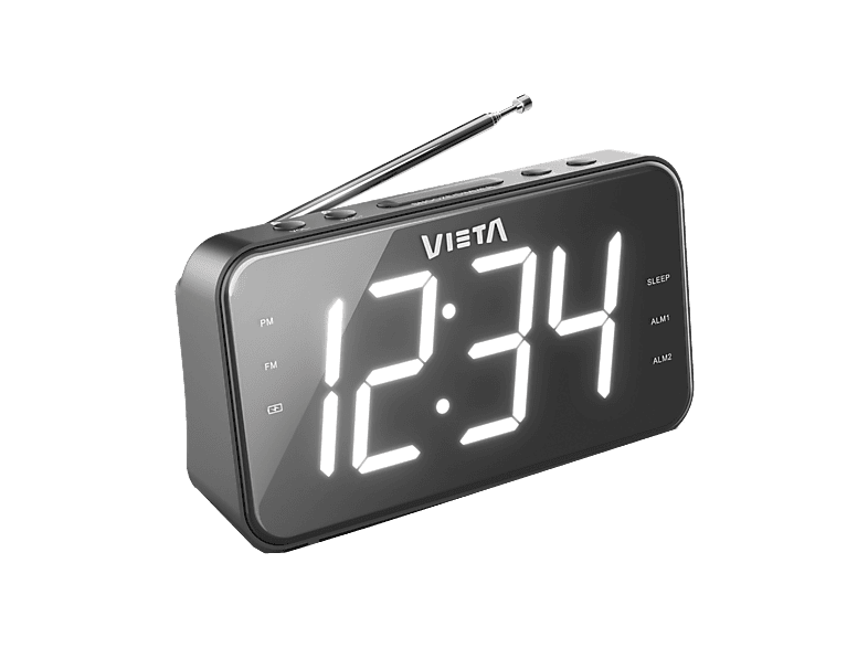 Radio despertador - Vieta VH-AL200BK, 1W, FM, Altavoz Incorporado, Pantalla LED, Negro