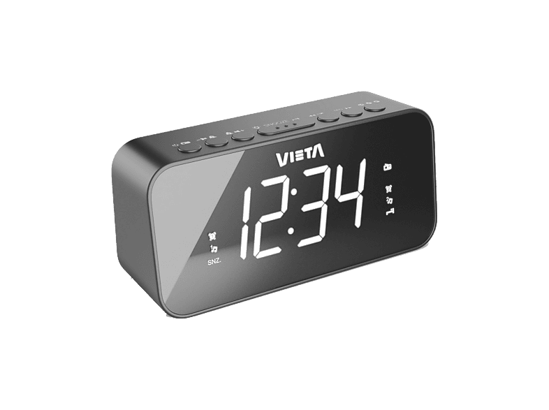 Radio despertador - Vieta VH-AL300BK, 6W, FM, Altavoz Incorporado, Pantalla LED, Cable/Pilas, Negro
