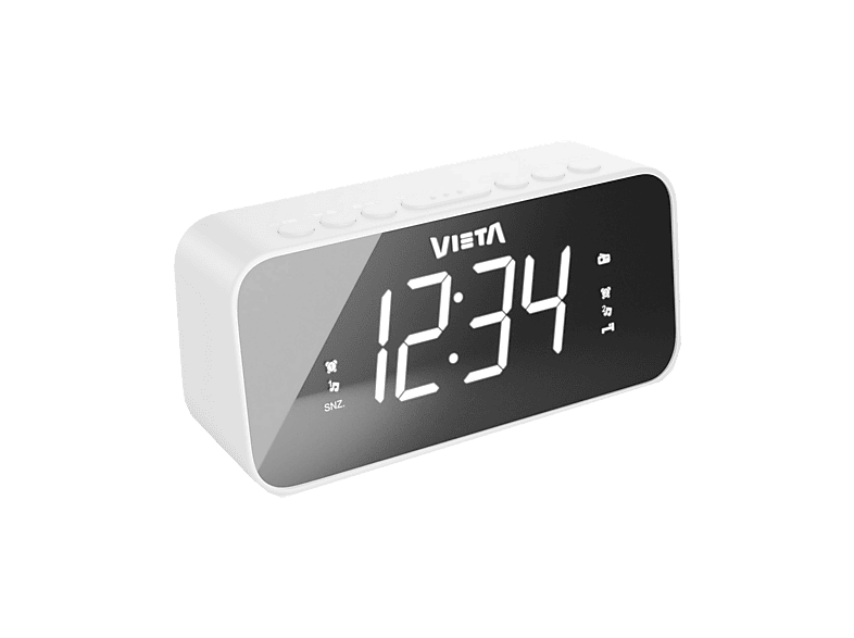 Radio despertador - Vieta VH-AL300BK, 6W, FM, Altavoz Incorporado, Pantalla LED, Cable/Pilas, Blanco
