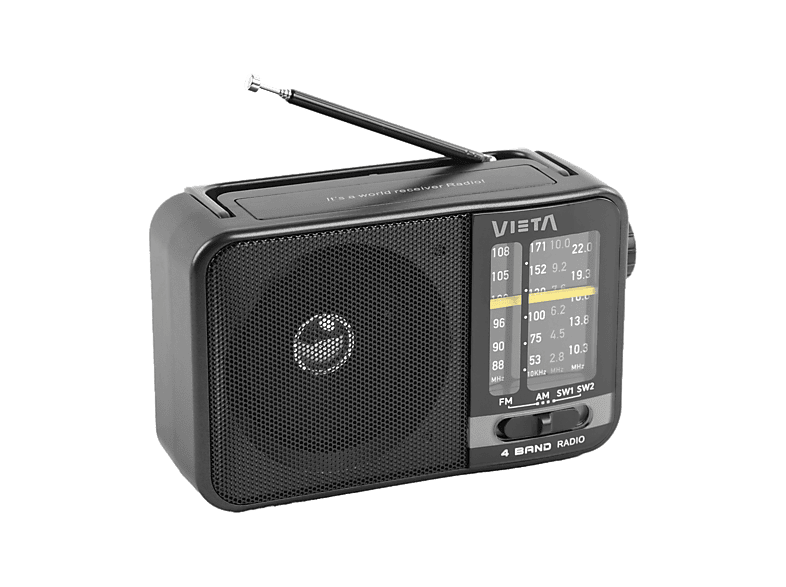 Radio despertador - Vieta VM-RF200BK, 5W, Altavoz Incorporado, AM, FM, SW1, SW2, Negro