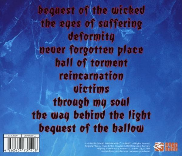 Albumcover mit blauem Hintergrund und rotem Text. Text enthält Songtitel und andere Details. Ein Barcode und Logo sind vorhanden.