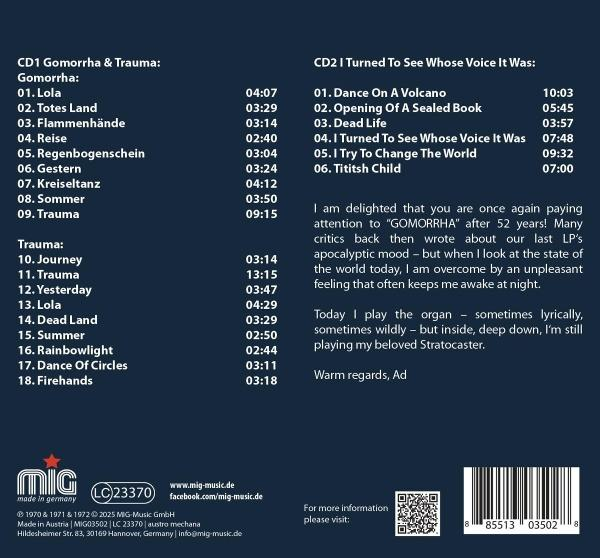Albumcover mit Titellisten, Künstlertitel und Logo. Enthält einen Barcode und einen QR-Code für weitere Informationen.