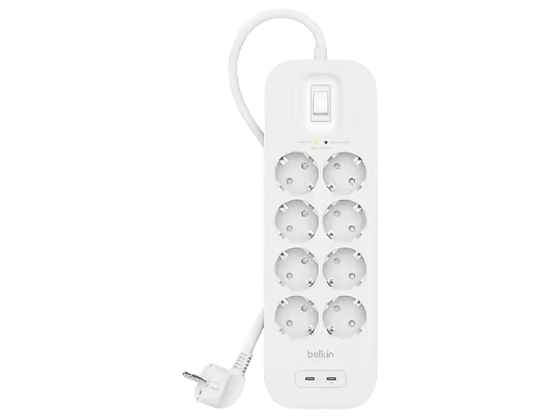 BELKIN SRB004 Usb-C Usb-A 2 m 8'li Akım Korumalı Priz Beyaz