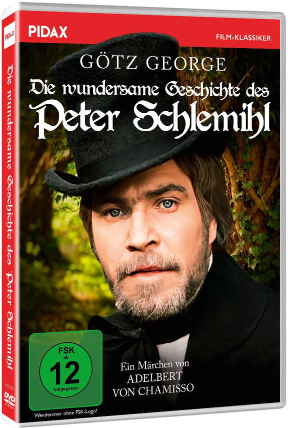 DVD-Cover mit Götz George, der einen Zylinder trägt. Es ist ein Film über Peter Schlemihl. Der Hintergrund zeigt einen Wald.