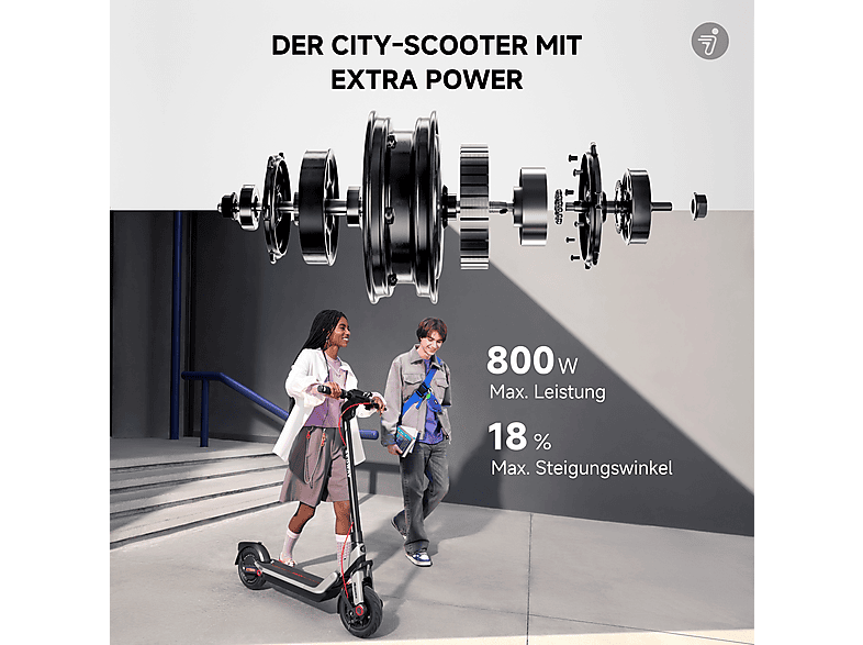 SEGWAY Ninebot E3 Pro D E-Scooter (10 Zoll, Schwarz / Silber Rot)