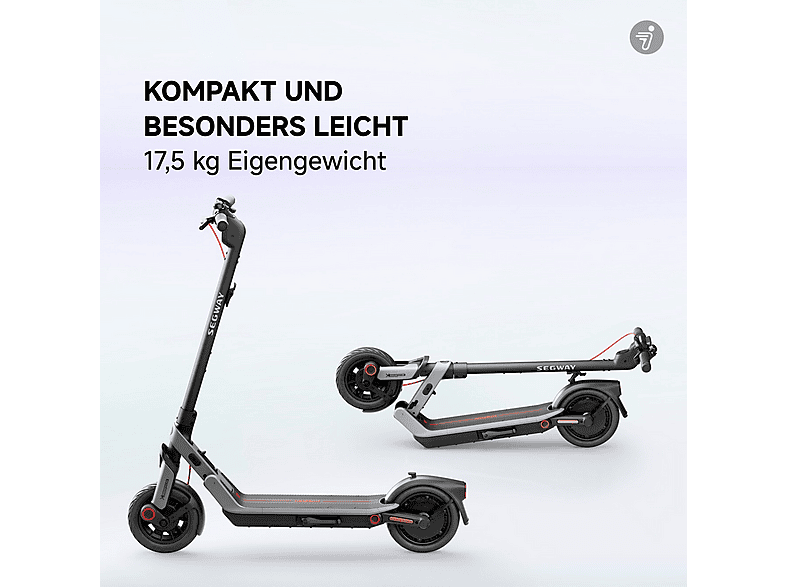 SEGWAY Ninebot E3 D E-Scooter (10 Zoll, Schwarz / Silber Rot)