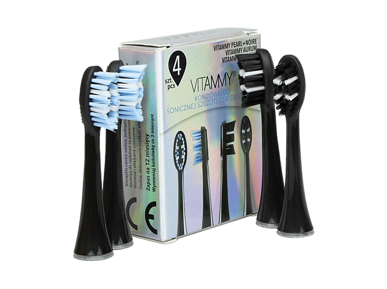 Końcówki do szczoteczki VITAMMY Pearl+ Noire 4 szt Czarny