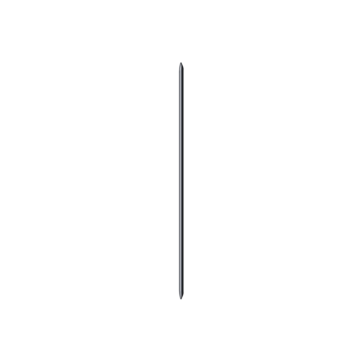 Un stylet fin bleu foncé est centré verticalement sur un fond blanc brillant.