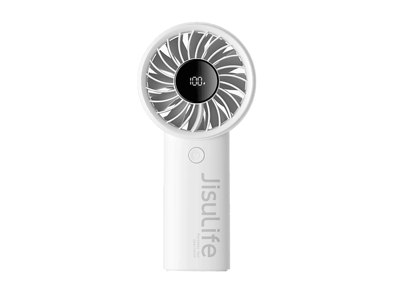 Mini ventilador - JisuLife Life4, 3600mAh, Pantalla Digital, Autonomía de 2.5-13h, Blanco