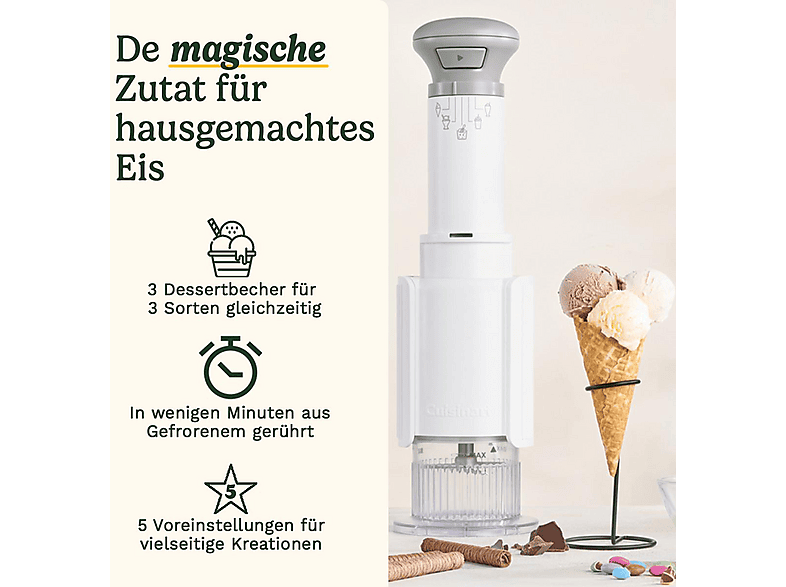 CUISINART IceFD10E FreezeWand Handliche Eismaschine (240 ml, Weiß) — Foto 4 von 5