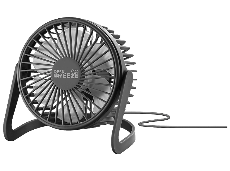 Ventilador portátil - CellularLine DESK BREEZE, Rotación de 360º, Conexión USB, Gran movimiento aire, Negro