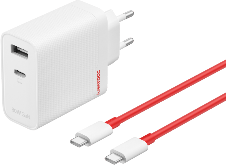 ONEPLUS SUPERVOOC hálózati adapter Type-C töltő kábellel, 80W, GaN, USB-A, fehér (5461100597)