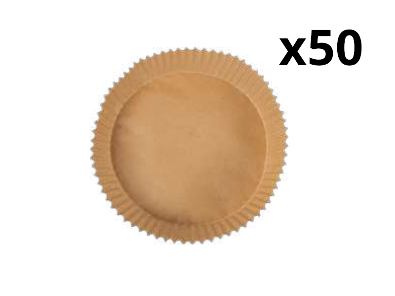 Egy kerek, barna papír sütőforma. A "x50" szöveg a jobb felső sarokban jelenik meg, jelezve a mennyiséget.
