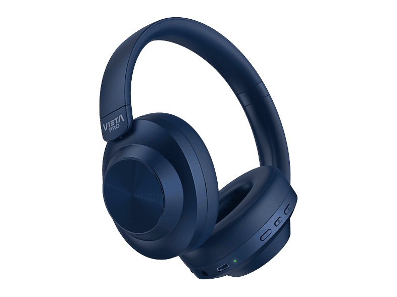 Auriculares inalámbricos - Vieta Pro Way 5, Circumaurales, Cancelación activa de ruido ANC, Bluetooth, Plegable, Azul